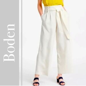 Boden wide paperbag cropped ankle trousers with belt